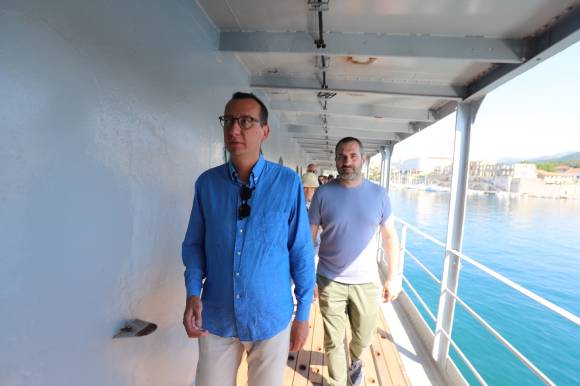 Mayor of Rijeka Marko Filipović and Daniel Pek on the Galeb ship, credit: City of Rijeka