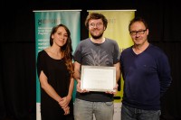 MIDPOINT TV LAUNCH 2016 - HBO Europe Award, from left: Anna Stoeva, producer / Till Kleinert, writer / Steve Matthews, HBO Europe