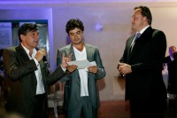 Toscana Resort Castelfalfi Awards: Actor and producer Riccardo Scamarcio, pictured with Giorgio Gosetti, director of Venice Days and Stefan Neuhaus, CEO Tenuta di Castelfalfi