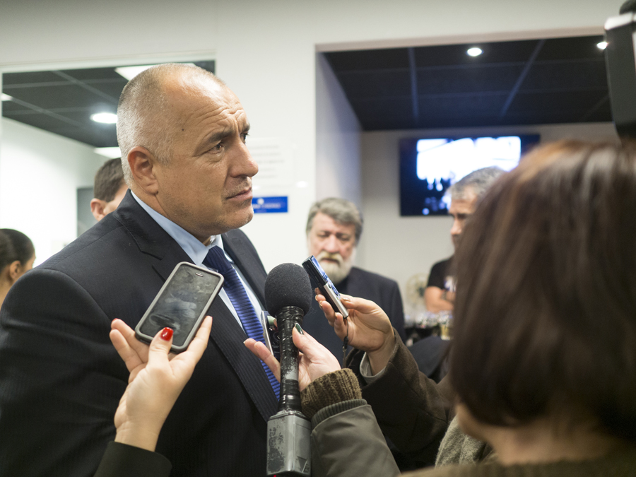 The prime minister Boyko Borisov front and the minister of culture Vezhdi Rashidov at Odeon