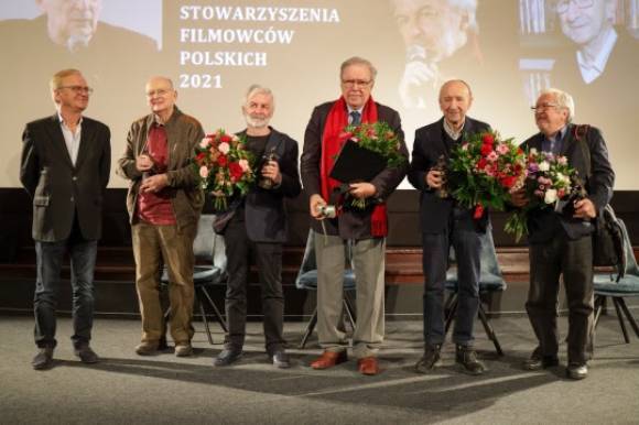 Jacek Bromski and the winners of the SFP Awards (Rafał Marszałek, Jerzy Armata, Krzysztof Zanussi, Tomasz Tarasin, Jerzy Karpiński)