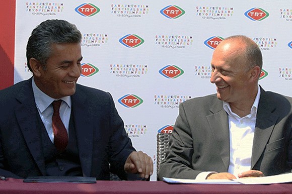 Senol Goka, General Director of the Turkish Radio Television, and Mirsad Purivatra, Director of Sarajevo FF