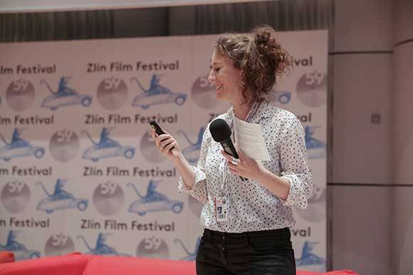Chloe Guilhem speaking at the Zlin IFF