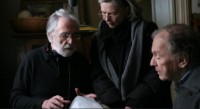 Michael Haneke on the set of &quot;Amour&quot; with Emmanuelle Riva and Jean-Louis Trintignant