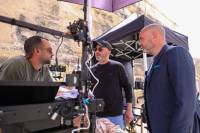 Malta Film Commissioner and Minister Owen Bonnici meeting crew on set